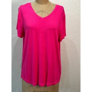 Jess Lea Womens XL Hot Pink V-Neck Short Sleeve T-Shirt Soft NWT